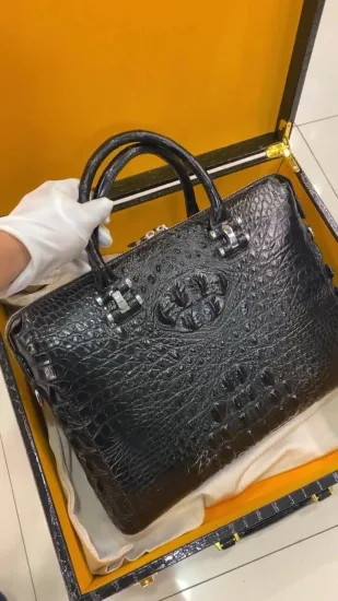 Porte-documents en cuir de crocodile véritable en cuir de luxe pour hommes