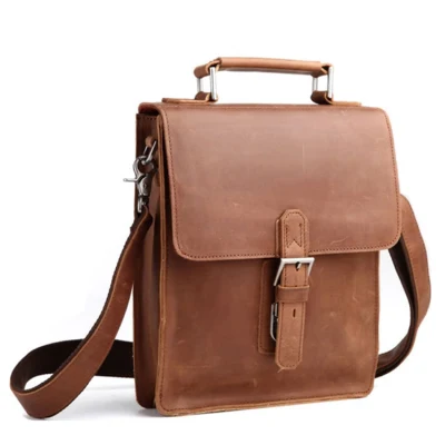 Prix ​​d'usine nouveau design Crazy Horse sac à bandoulière mode en cuir sac Messenger en cuir pour hommes