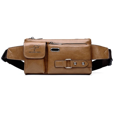 Vente en gros Fanny Pack sacs de taille en cuir PU pour hommes sac de poitrine multifonction avec trou pour écouteur